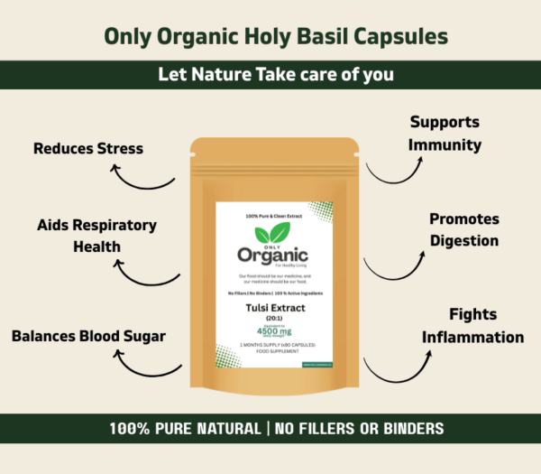 Holy Basil (Tulsi) Extract Capsules – 4500mg - Image 2
